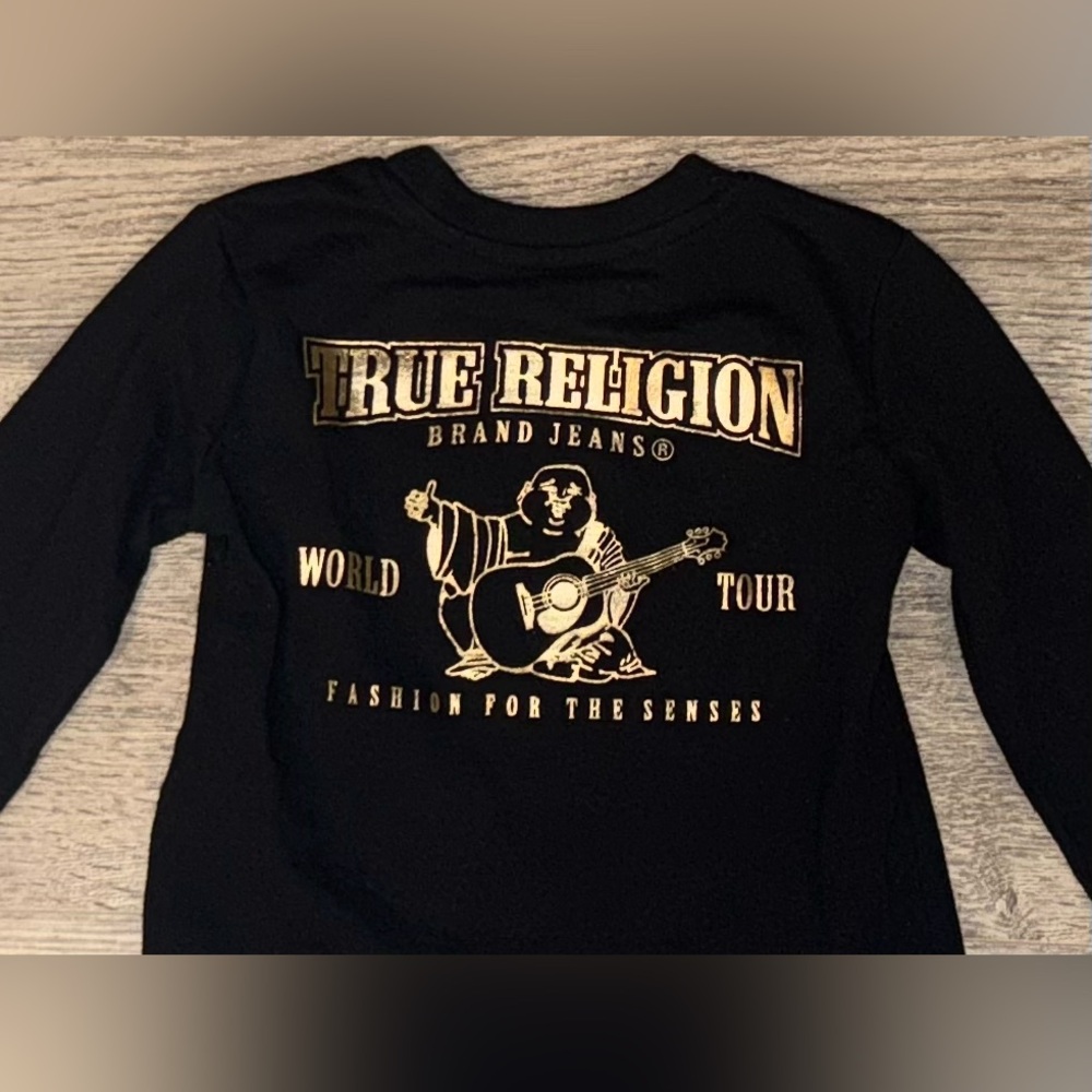 True Religion unisex Black/Gold long sleeve shirt